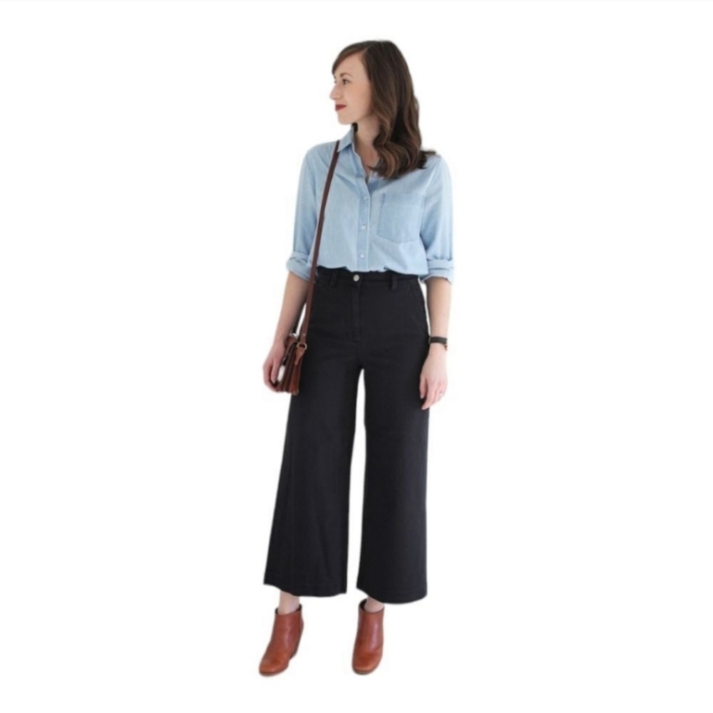 Everlane Wide Leg Crop Black Pants Size 6 Short Inseam - Picture 3 of 13